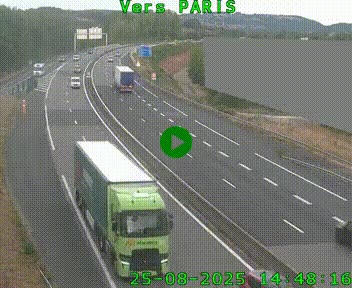 Caméra routière sur l'autoroute A20 à Brive-la-Gaillarde, à la jonction avec l'A89. Vue orientée vers Paris