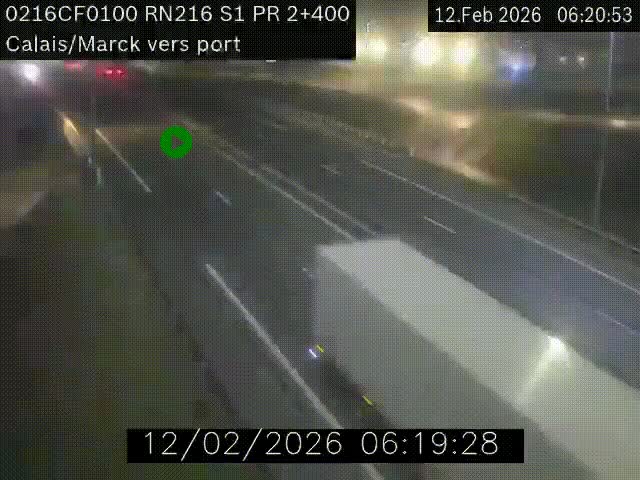 Webcam à Calais sur A216 (N216) en direction du port (harbour) de Calais.