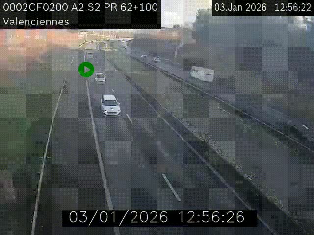 Webcam autoroute A2 à Valenciennes. Vue orientée vers Maubeuge et Mons (Belgique)