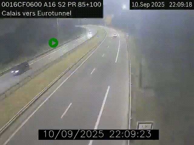 Webcam A16 à Calais en direction du Tunnel sous la Manche (Eurotunnel)