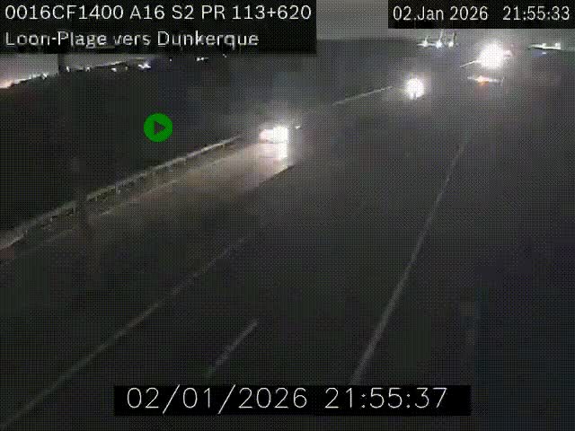 Webcam autoroute A16 à hauteur de Loon-Plage. Vue orientée vers Dunkerque et la Belgique.