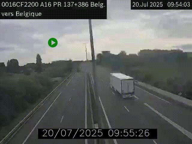 Webcam à la frontière franco-belge au niveau de Bray-Dunes/De-Panne sur l'autoroute A16. Vue orientée vers la Belgique