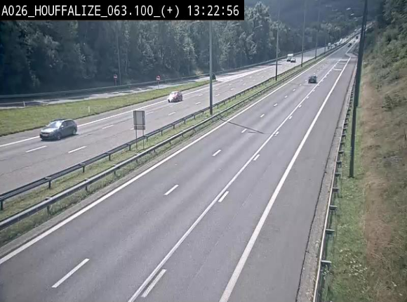 Webcam autoroute des Ardennes (E25/A26) à hauteur d'Houffalize. Vue orientée vers Baraque de Fraiture