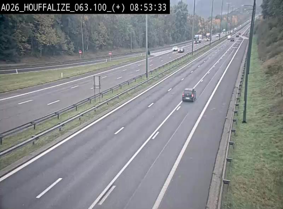 Webcam autoroute des Ardennes (E25/A26) à hauteur d'Houffalize. Vue orientée vers Baraque de Fraiture