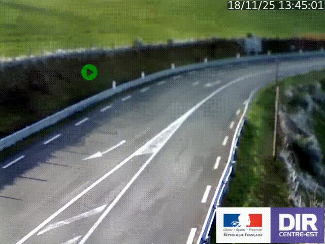Webcam sur le col Pin Bouchain, vue orientée vers Roanne, en provenance de Lyon sur la nationale 7 (N7)
