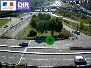 Webcam traffic à Grenoble-sud sur l'autoroute A480. Vue orientée vers l'entrée et la sortie de Grenoble