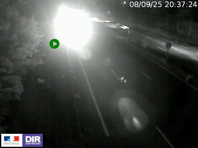 Webcam à Bron sur l'A43 à la jonction avec le boulevard périphérique de Lyon (D383). Vue orientée vers Lyon