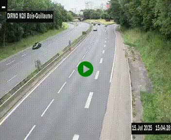 Webcam routière à hauteur de Bois-Guillaume en périphérie de Rouen. Vue orientée vers Rouen