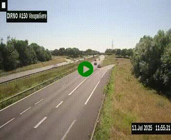 Webcam autoroute A150 à hauteur de La Vaupalière en périphérie de Rouen. Vue orientée vers Rouen