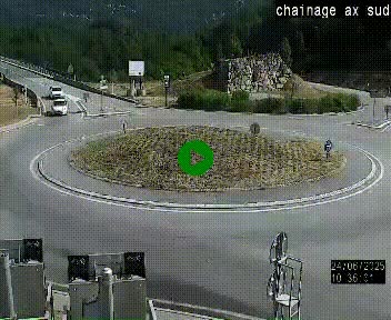 Webcam au nord d'Ax-les-Thermes au niveau de l'aire de chaînage de la N20. Vue orientée vers les Pyrénées, en direction de Pas de la Case