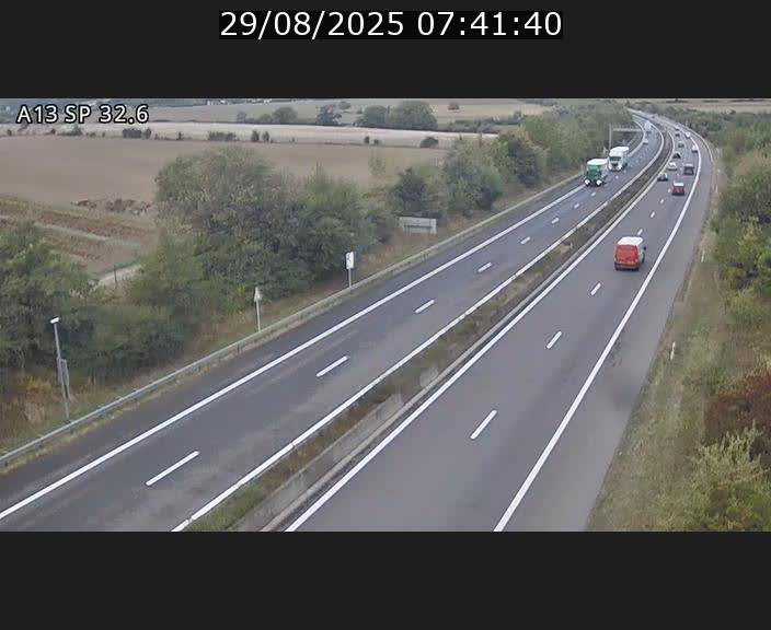 Webcam info trafic A13 à hauteur de Mondorf-les-bains. Vue orientée vers Altwies