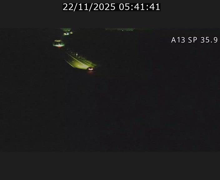 Webcam trafic sur A13 à l'entrée ouest du tunnel Markusbierg à Remerschen. Vue orientée vers Mondorf-les-Bains.