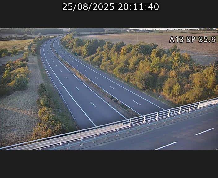 Webcam trafic sur A13 à l'entrée ouest du tunnel Markusbierg à Remerschen. Vue orientée vers Mondorf-les-Bains.
