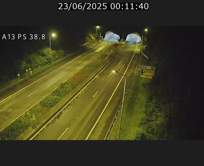 Webcam autoroute A13 à l'entrée ouest du tunnel Markusbierg à Schengen. Vue orientée vers Mondorf-les-Bains