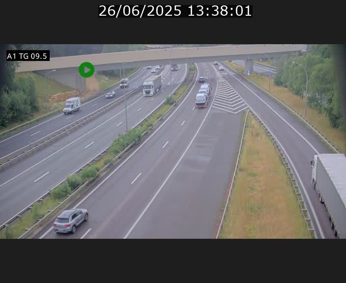 Traffic live webcam Luxembourg Jonction Grünewald - A1 direction Luxembourg-ville - BK 9.5