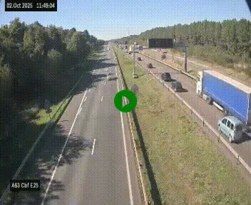 Webcam autoroute A63 en périphérie de Bordeaux au sud-est de la ville, en provenance du bassin d'Arcachon. Vue orientée vers Bordeaux