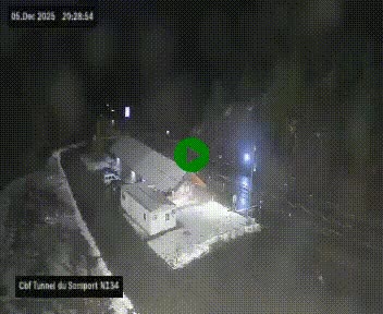 Webcam à l'entrée du tunnel du Somport, côté français, sur la N134, dans les Pyrénées, en direction de l'Espagne, à 1116 mètres d'altitude