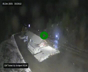 Webcam à l'entrée du tunnel du Somport, côté français, sur la N134, dans les Pyrénées, en direction de l'Espagne, à 1116 mètres d'altitude