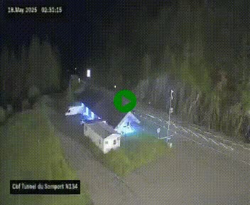 Webcam à l'entrée du tunnel du Somport, côté français, sur la N134, dans les Pyrénées, en direction de l'Espagne, à 1116 mètres d'altitude