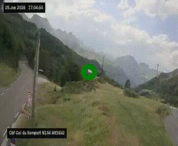 Webcam au col du Somport, côté français, sur la N134, dans les Pyrénées, en direction de l'Espagne, à 1632 mètres d'altitude