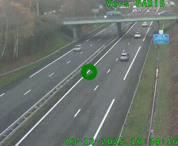 Caméra routière sur l'autoroute A20 au nord de Limoges, à la jonction avec la N520. Vue orientée vers Paris