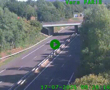 Caméra routière sur l'autoroute A20 au nord de Limoges, à la jonction avec la N520. Vue orientée vers Paris