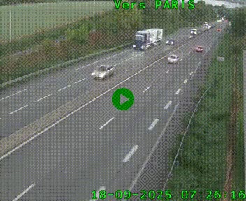 Caméra routière sur l'autoroute A20 à Saint-Hilaire-Bonneval, au sud de Limoges. Vue orientée vers Paris