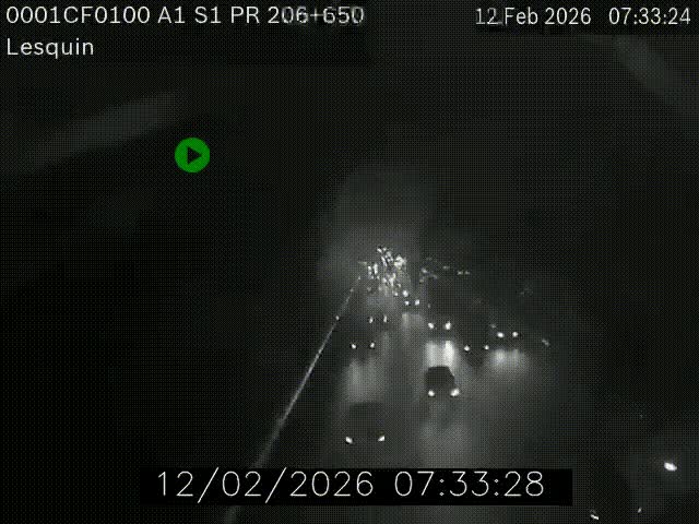 Webcam autoroute A1 à hauteur de Lesquin. Vue orientée vers Lille