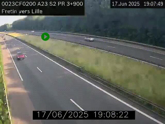 Webcam autoroute A23 à hauteur de Fretin. Vue orientée vers Lille