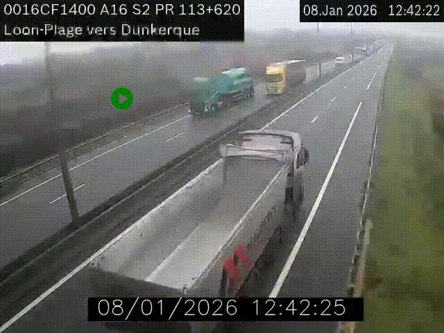 Webcam autoroute A16 à hauteur de Loon-Plage. Vue orientée vers Dunkerque et la Belgique.