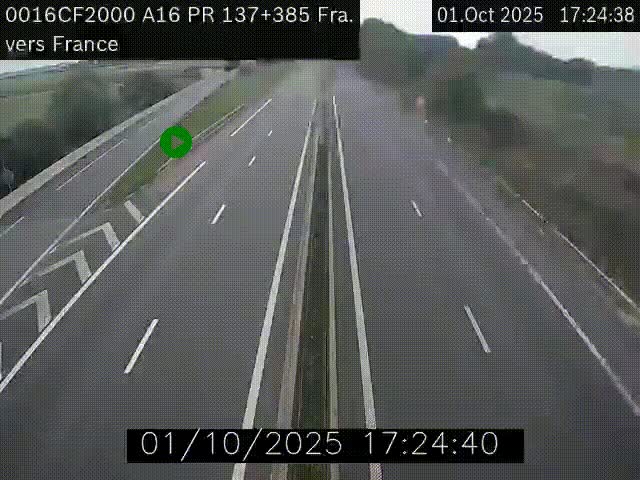 Webcam à la frontière franco-belge au niveau de Bray-Dunes/De-Panne sur l'autoroute A16. Vue orientée vers Calais