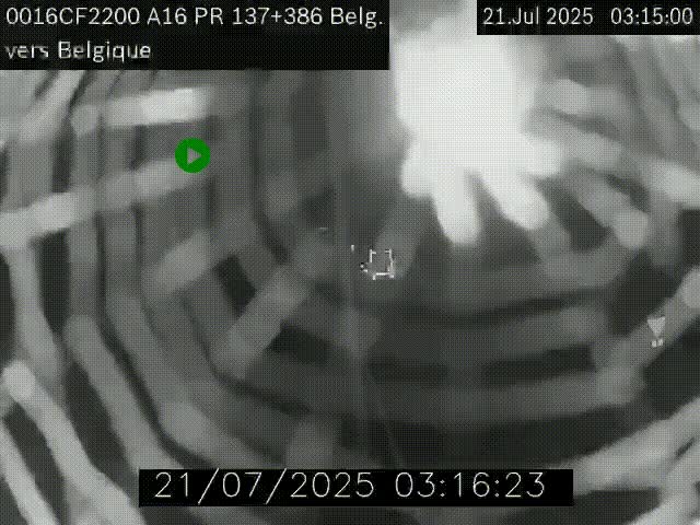 Webcam à la frontière franco-belge au niveau de Bray-Dunes/De-Panne sur l'autoroute A16. Vue orientée vers la Belgique