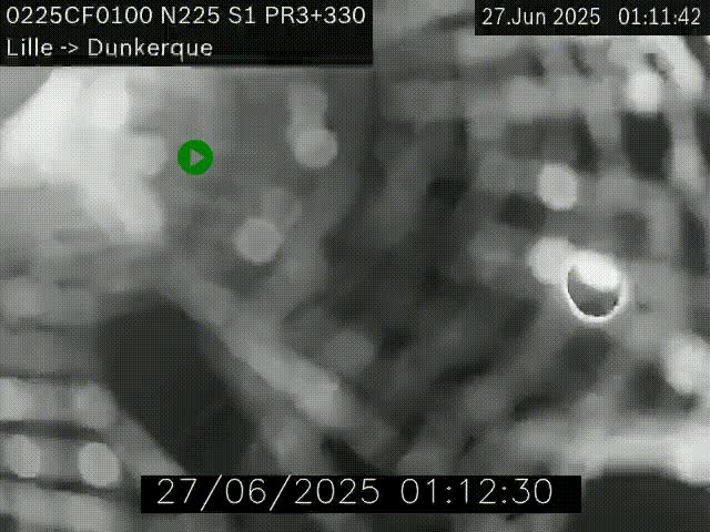 Webcam autoroute A25 (N225) à hauteur de Bergues (Bierne). Vue orientée vers Dunkerque.