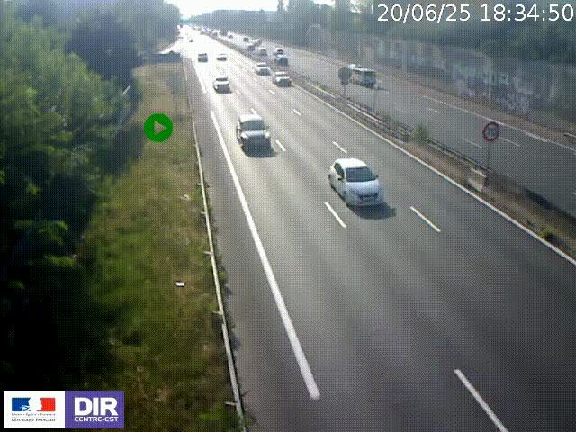 Webcam à Bron sur l'A43 à la jonction avec le boulevard périphérique de Lyon (D383). Vue orientée vers Lyon