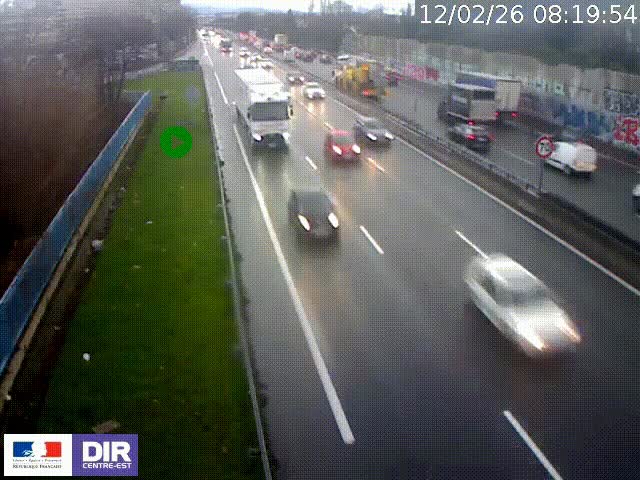 Webcam à Bron sur l'A43 à la jonction avec le boulevard périphérique de Lyon (D383). Vue orientée vers Lyon