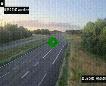 Webcam autoroute A150 à hauteur de La Vaupalière en périphérie de Rouen. Vue orientée vers Rouen