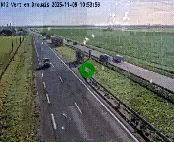 Webcam à hauteur de Vert-en-Drouais sur la N12, en périphérie de Dreux. Vue orientée vers Alençon