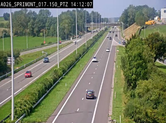 Webcam A26 (E25) à Sprimont, sur l'autoroute entre Liège et Arlon. Vue orientée vers le Luxembourg