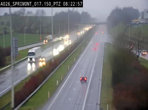 Webcam A26 (E25) à Sprimont, sur l'autoroute entre Liège et Arlon. Vue orientée vers le Luxembourg