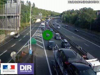 Caméra autoroute sur A6 - Valvert, près de Lyon, en direction de Paris, à hauteur de la sortie 36 Porte du Valvert