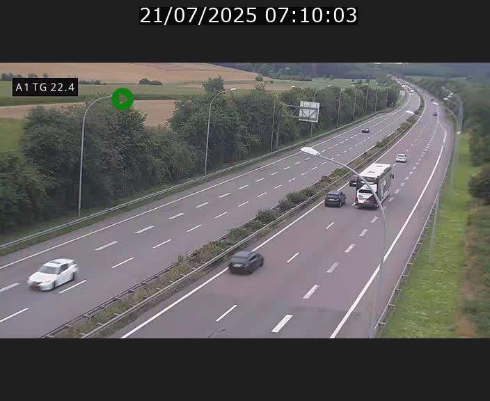 Traffic live webcam Luxembourg Flaxweiler - A1 direction Luxembourg - BK 22.4