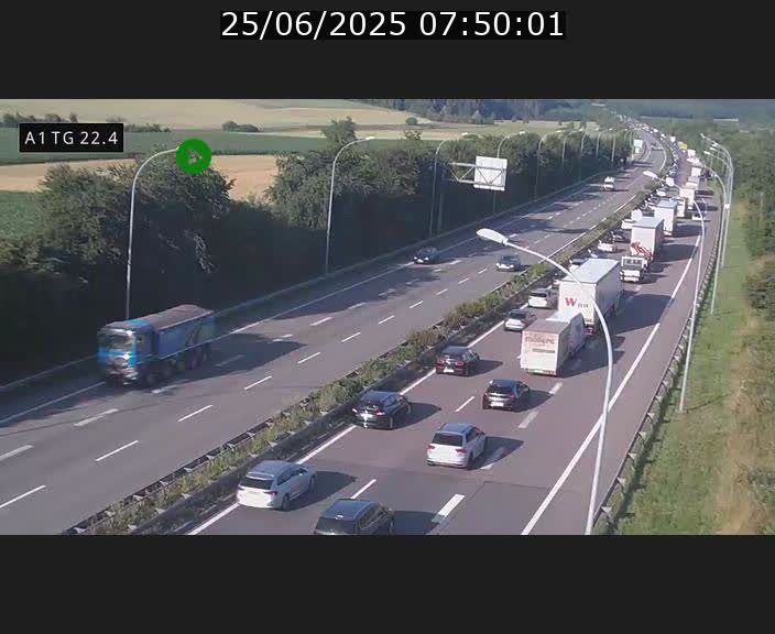 Traffic live webcam Luxembourg Flaxweiler - A1 direction Luxembourg - BK 22.4