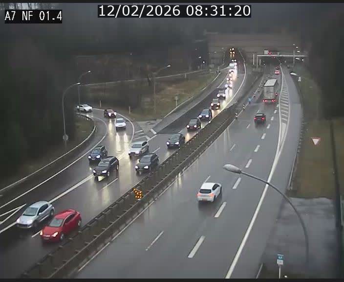 Caméra autoroute Luxembourg A7 - Echangeur Waldhaff - direction Tunnel Stafelter
