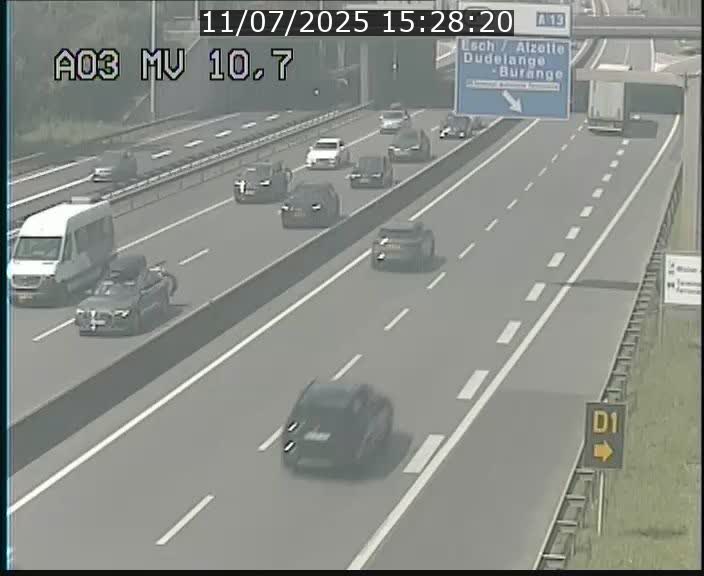 Traffic live webcam Luxembourg Croix de Bettembourg - A3 - BK 10.7 - direction France
