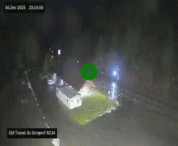 Webcam à l'entrée du tunnel du Somport, côté français, sur la N134, dans les Pyrénées, en direction de l'Espagne, à 1116 mètres d'altitude