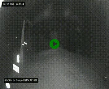 Webcam au col du Somport, côté français, sur la N134, dans les Pyrénées, en direction de l'Espagne, à 1632 mètres d'altitude