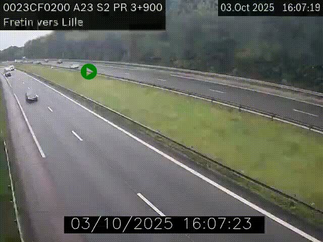 Webcam autoroute A23 à hauteur de Fretin. Vue orientée vers Lille