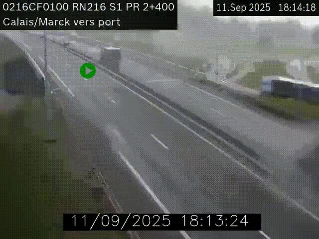 Webcam à Calais sur A216 (N216) en direction du port (harbour) de Calais.