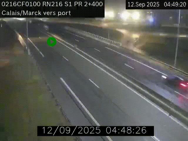 Webcam à Calais sur A216 (N216) en direction du port (harbour) de Calais.