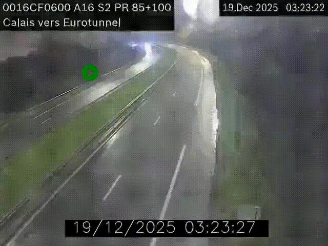 Webcam A16 à Calais en direction du Tunnel sous la Manche (Eurotunnel)